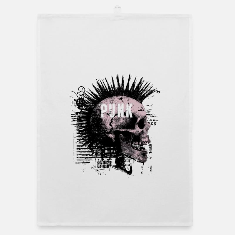 Punkrock Mohawk Schädel Organic Geschirrtuch