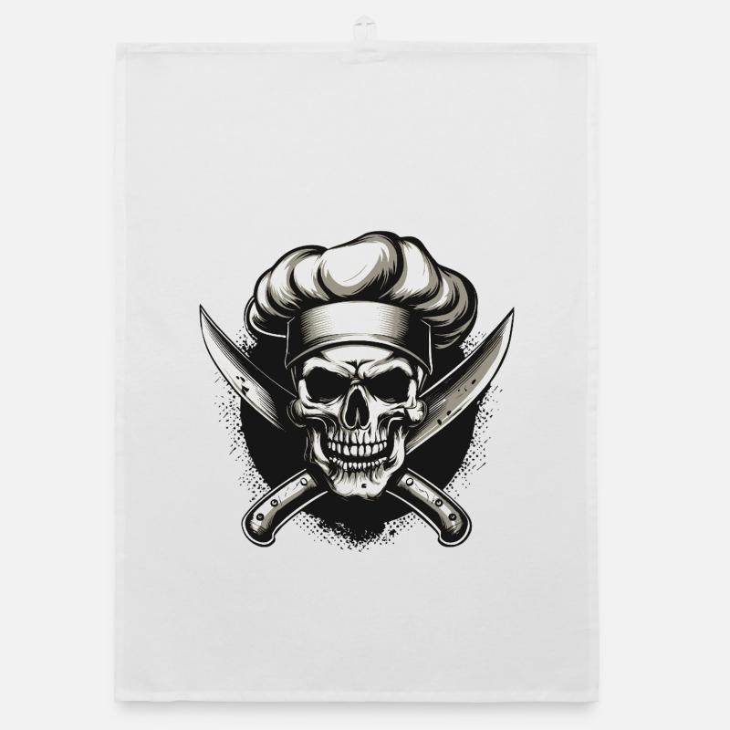 Skull with chef's hat Organic dish towel