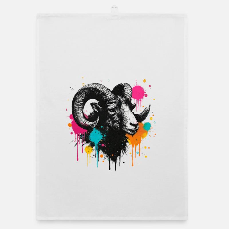 Ram's Head Graffiti Color Explosion Organic dish towel