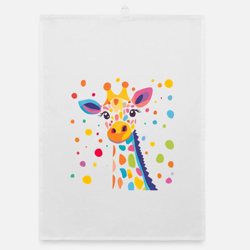 Königliche Giraffe Farbkonfetti - Organic Geschirrtuch - Weiß