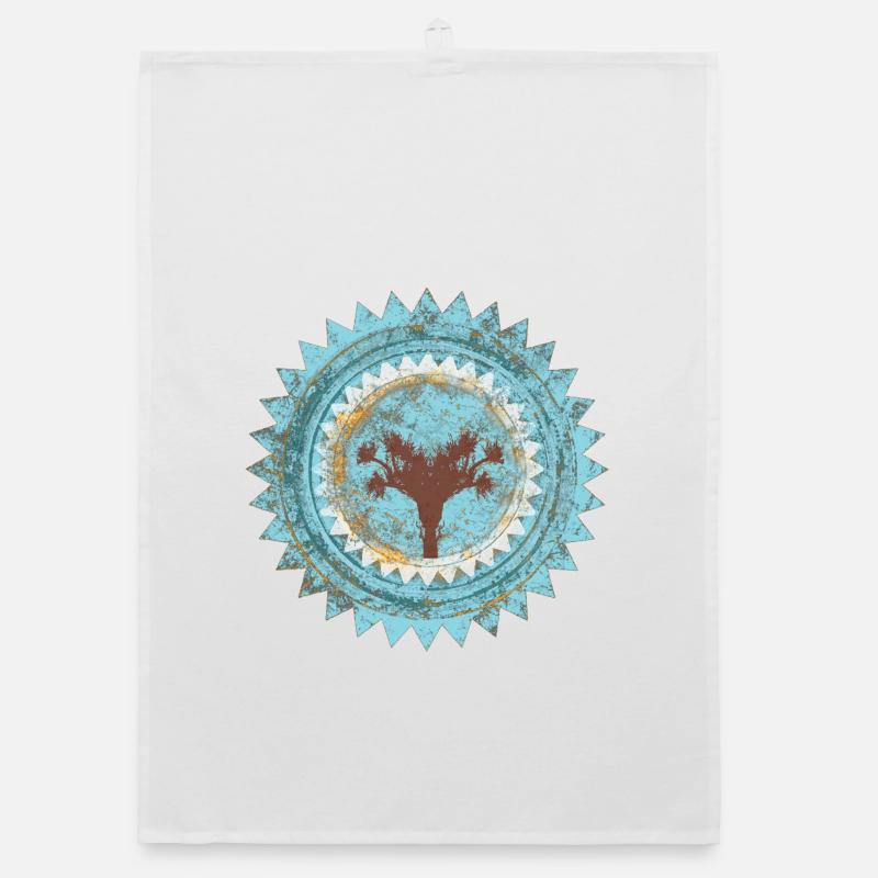 Distressed Tree Seal Blue Mallorca Organic dish towel