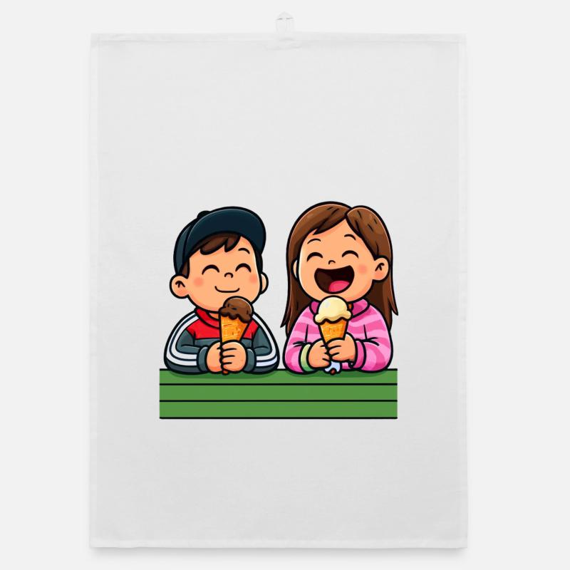 Fröhliche Eiscreme Freunde Organic dish towel