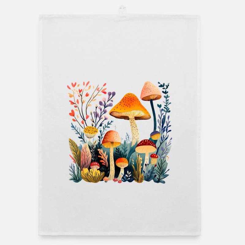 Groupe de champignons forestiers dans la forêt d’automne Torchon bio