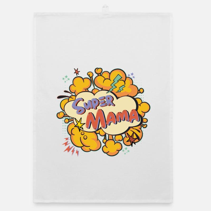 Super Mama Comic Explosion Organic Geschirrtuch