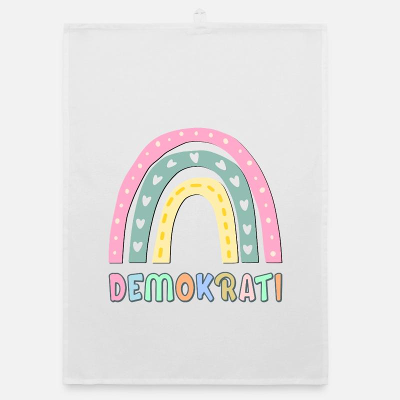 Regenbogen-Demokratie - Organic Geschirrtuch - Weiß