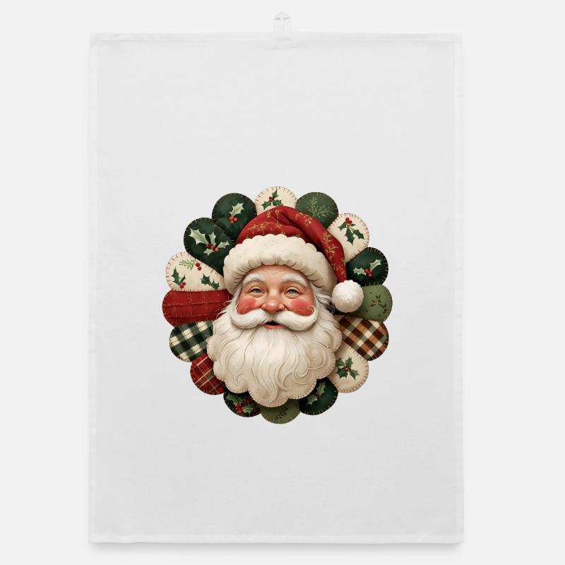 Patchwork Weihnachtsmann Motiv Organic Geschirrtuch