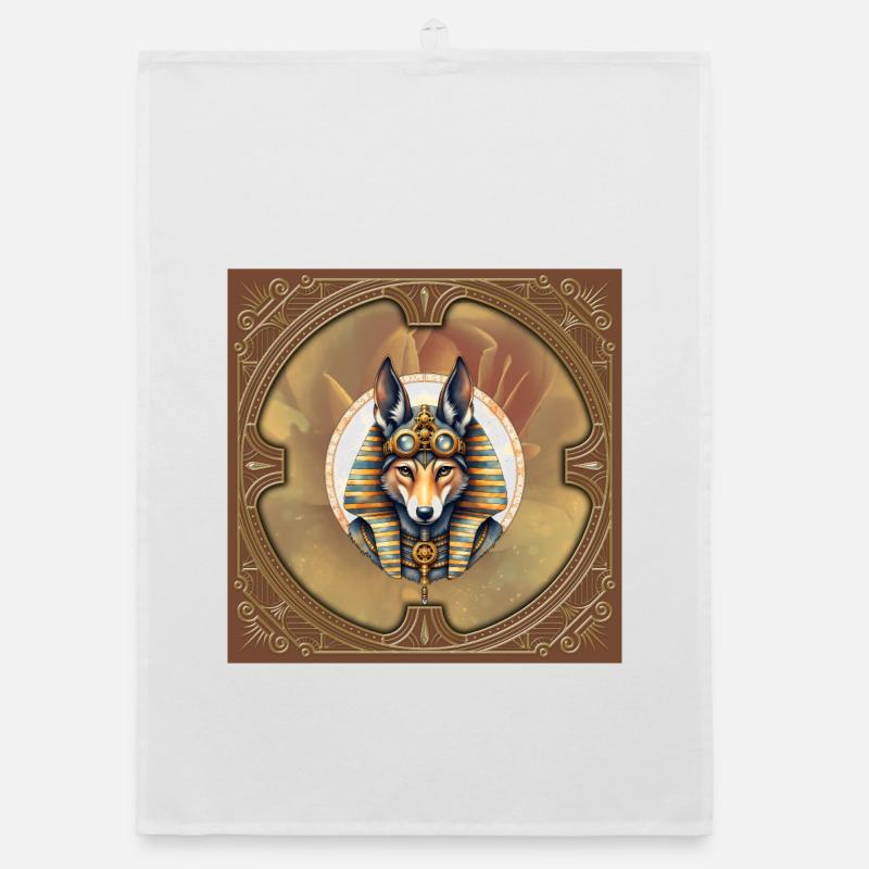 Steampunk Pharaoh Fox Organic dish towel