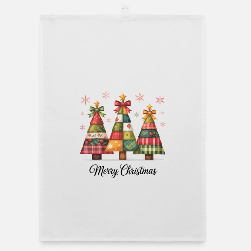 Patchwork-Christbaum-Trio Organic Geschirrtuch