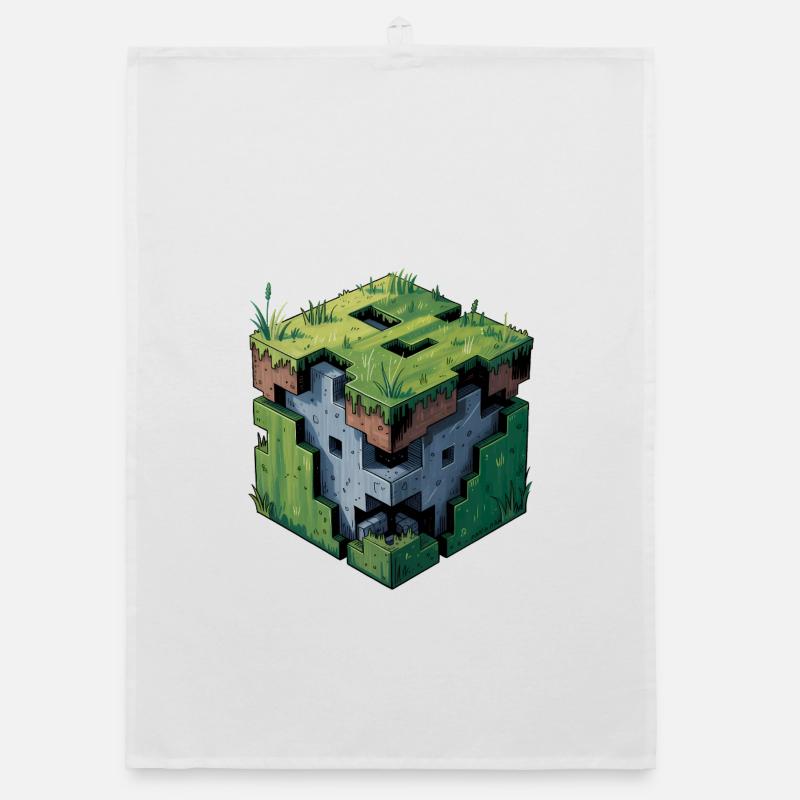Dirt Block - Cool Low Poly Logo Organic dish towel