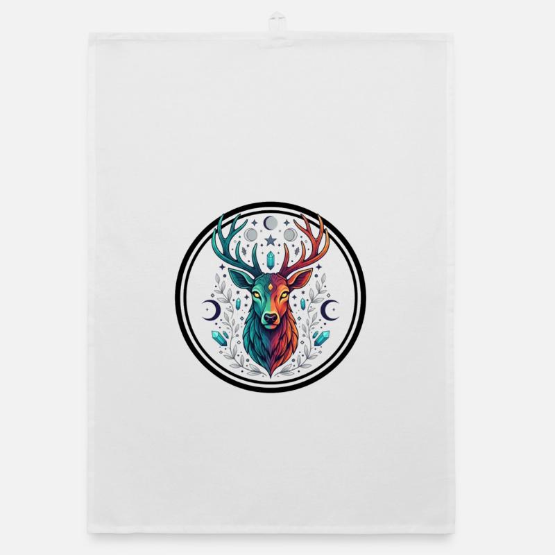 Cerf arc-en-ciel Lune de cristal Torchon bio