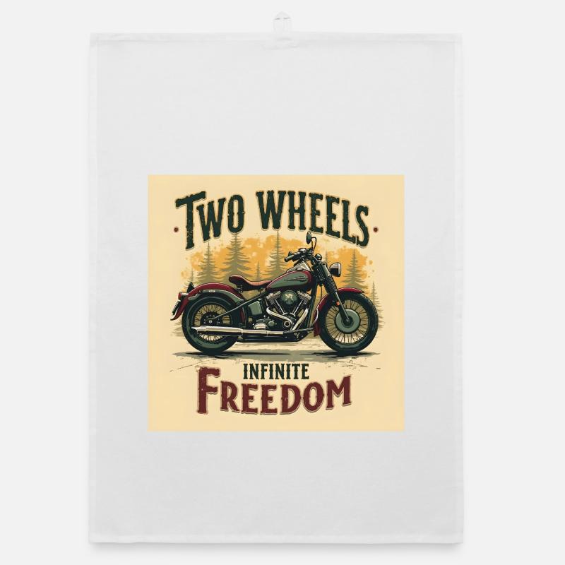 Two Wheels, Infinite Freedom - Organic Geschirrtuch - Weiß