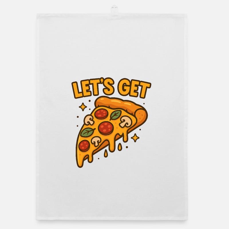 Funny Pizza Slice Let’s Get Design - Organic Geschirrtuch - Weiß