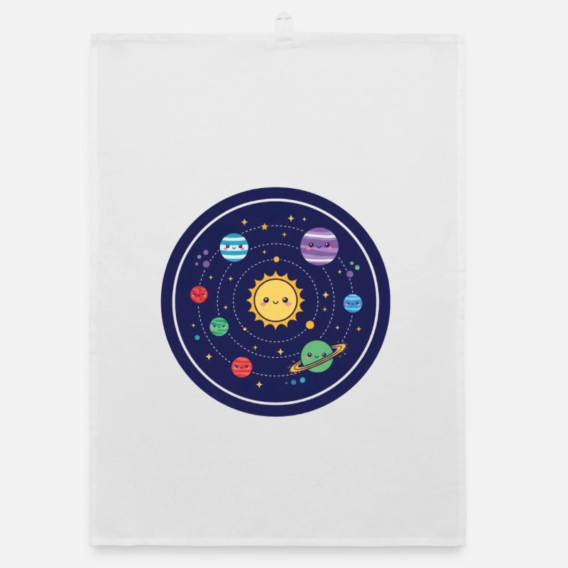 Cheerful Solar System Design Organic dish towel