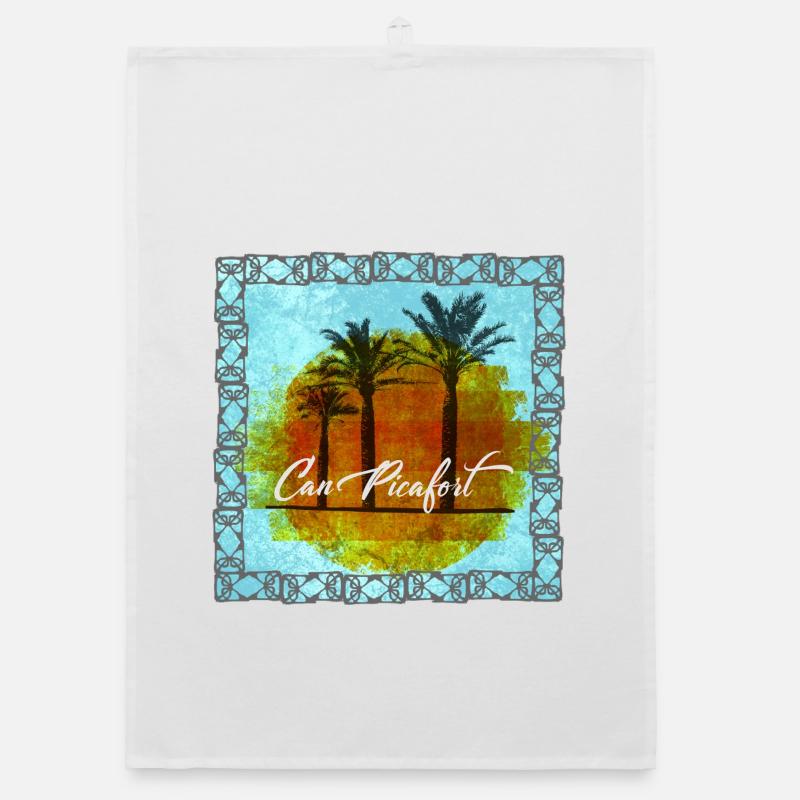 Can Picafort Palm Trees Sunset Organic dish towel