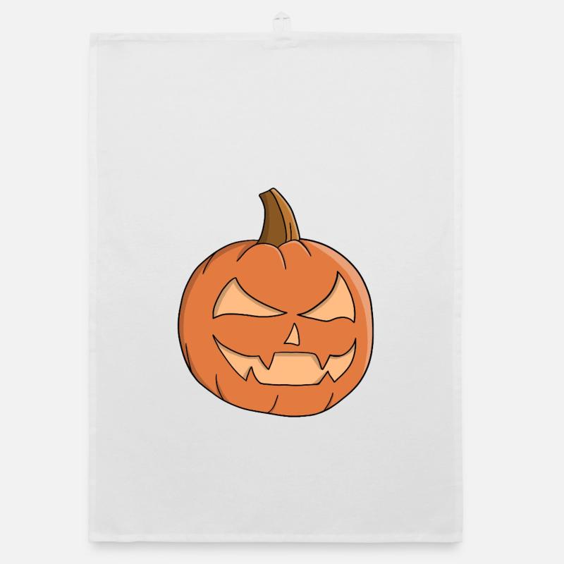 Midnight Jack-O-Lantern Grin Organic dish towel