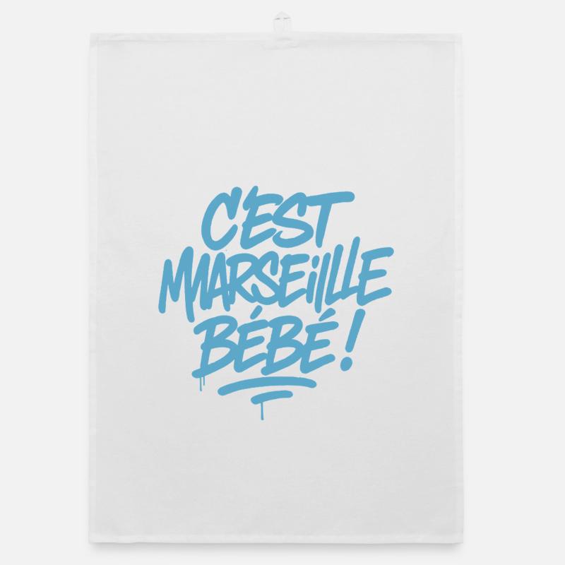 C’est Marseille Bébé – Tag bleu graffiti Torchon bio