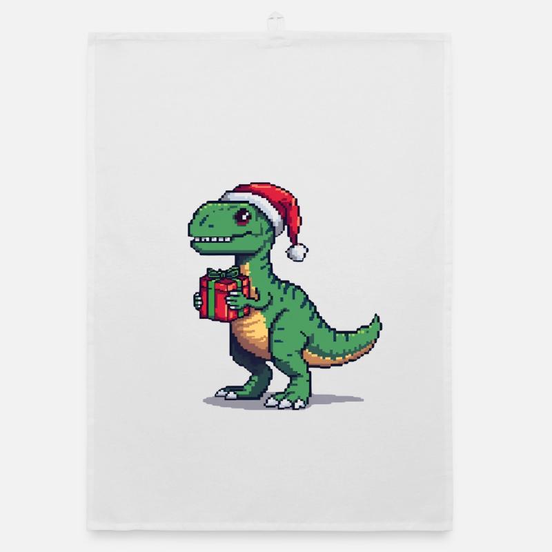 Vélociraptor 8 bits Pixel Noël Torchon bio
