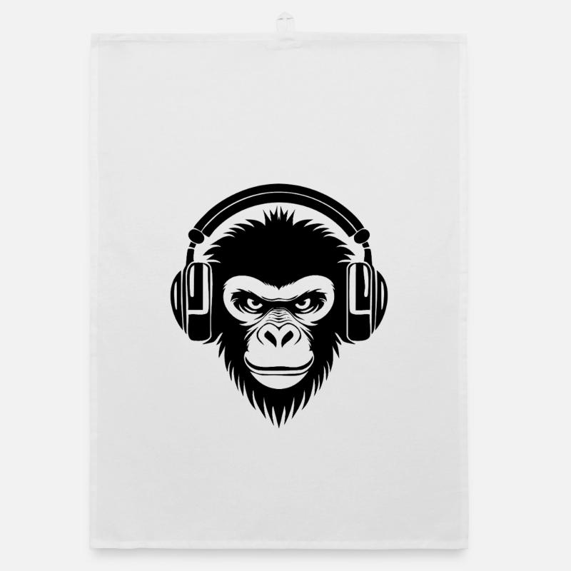 Finsterer Comic-Affe mit Kopfhörern Shirt Organic Geschirrtuch