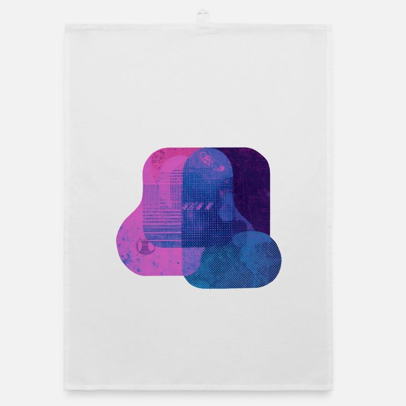 Couches techniques abstraites — Art numérique bleu et rose Torchon bio