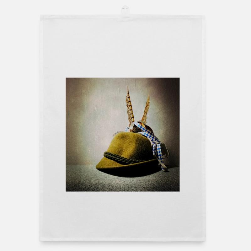 Alpine hat with feather band Organic dish towel