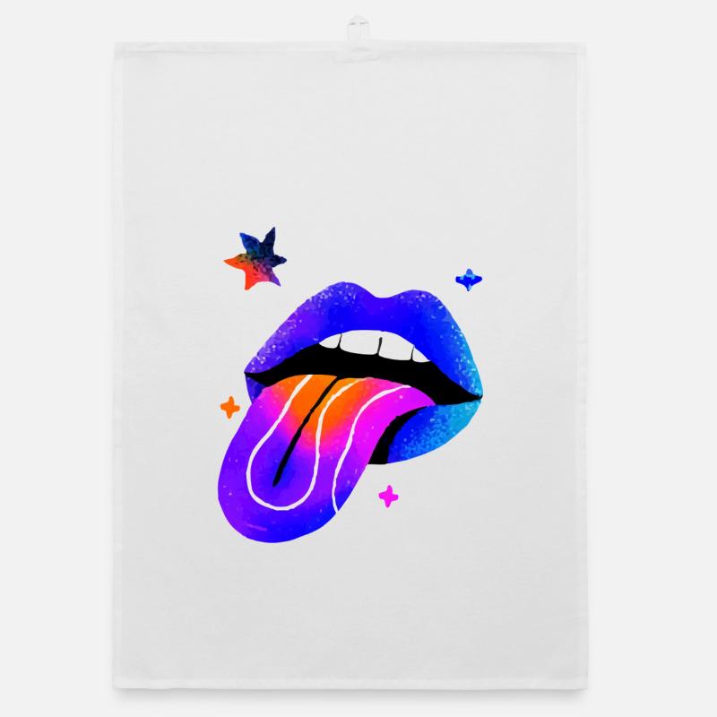 Neon Regenbogen Lippen Kunst Organic Geschirrtuch
