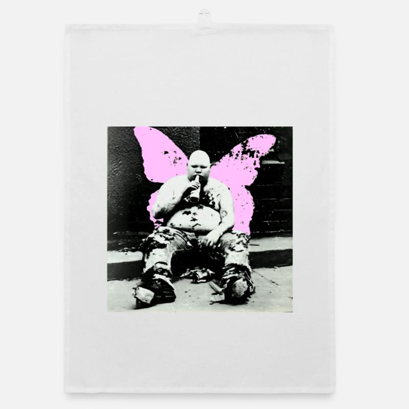 Pinker Schmetterling Mann Organic Geschirrtuch