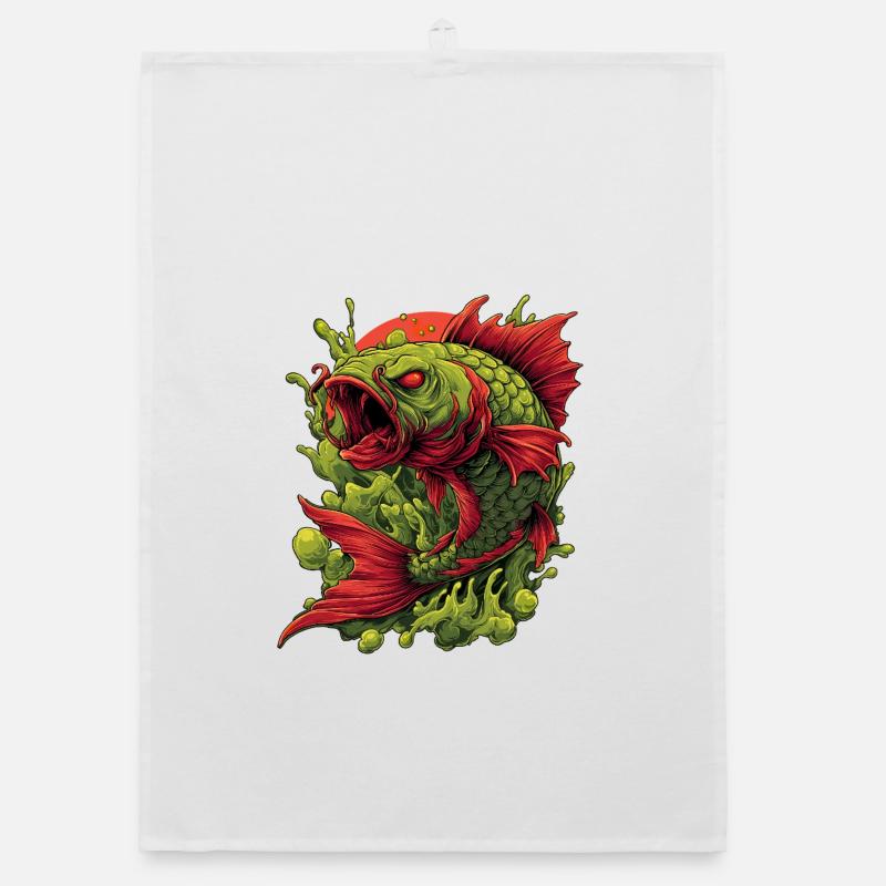 Smaragd-Koi-Wut-Spritzer Organic Geschirrtuch