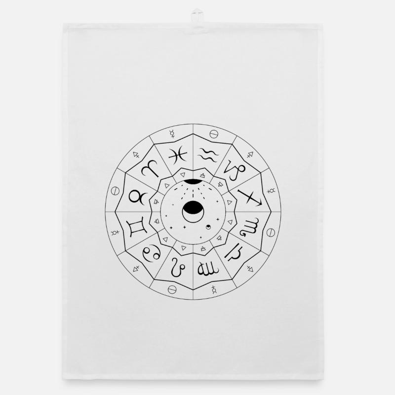 Zodiac Mandala - Elements and Modalities (black) Organic dish towel