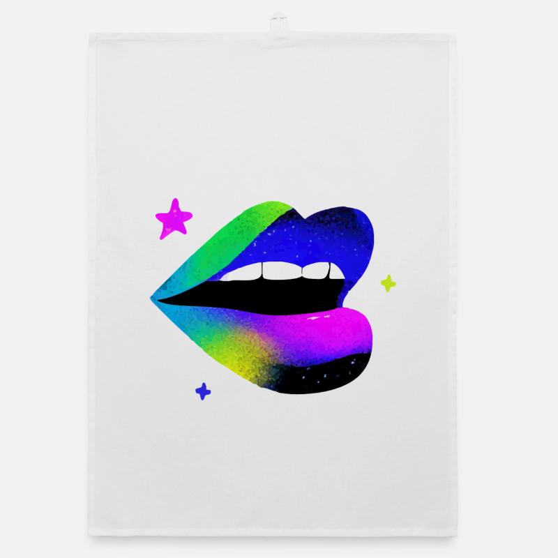 Regenbogen Lippe Graffiti Pop Art Organic Geschirrtuch