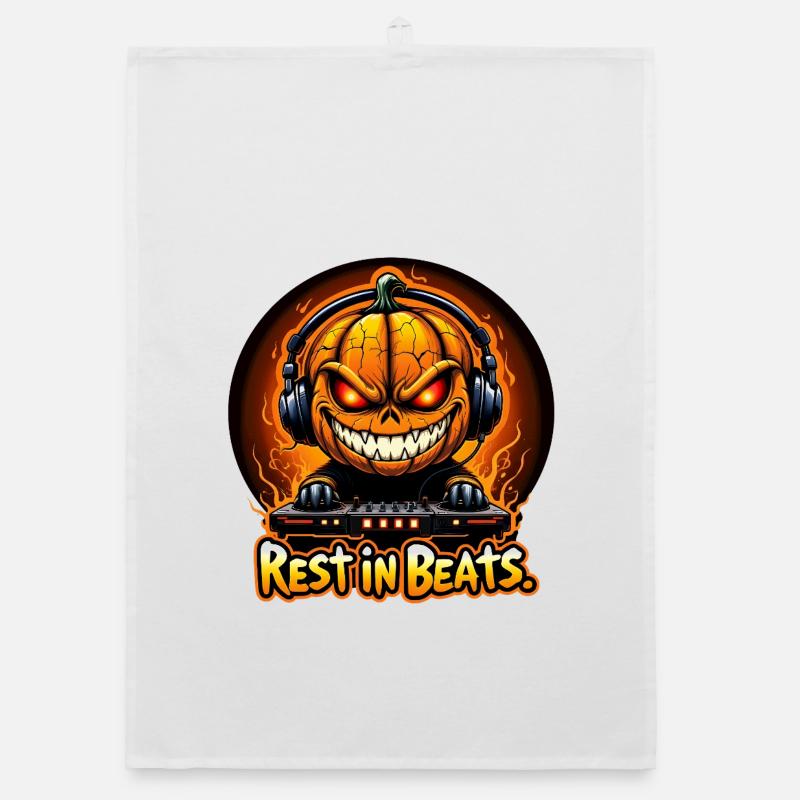 Reposez-vous dans Beats Pumpkin DJ - Torchon bio - blanc