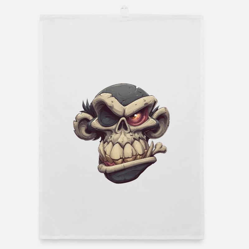 Monkey Skull Grin Organic Geschirrtuch