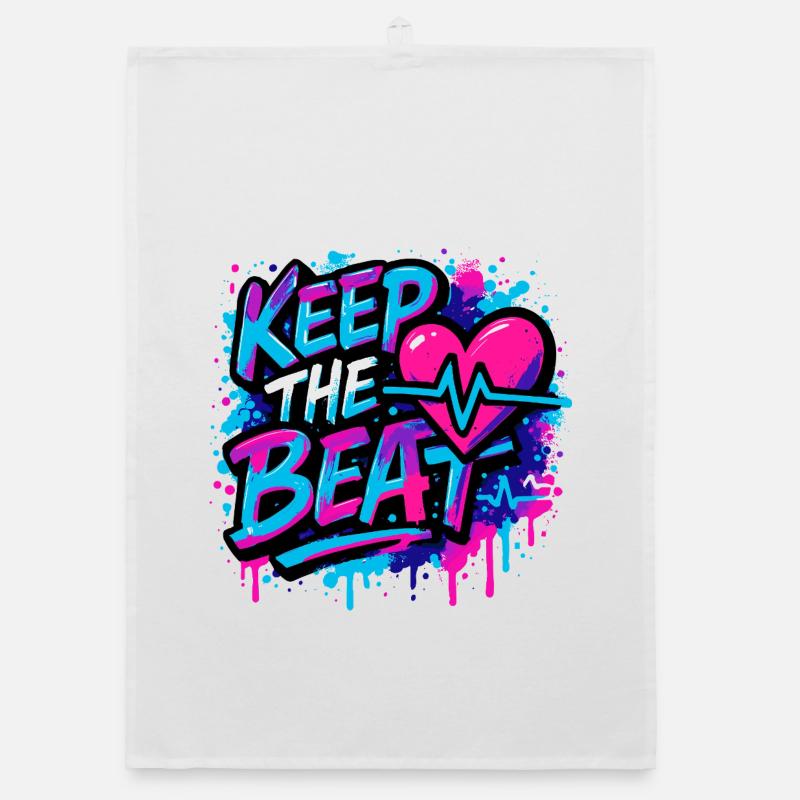 Keep the Beat – Musik Design mit Rhythmus Feeling - Organic Geschirrtuch - Weiß