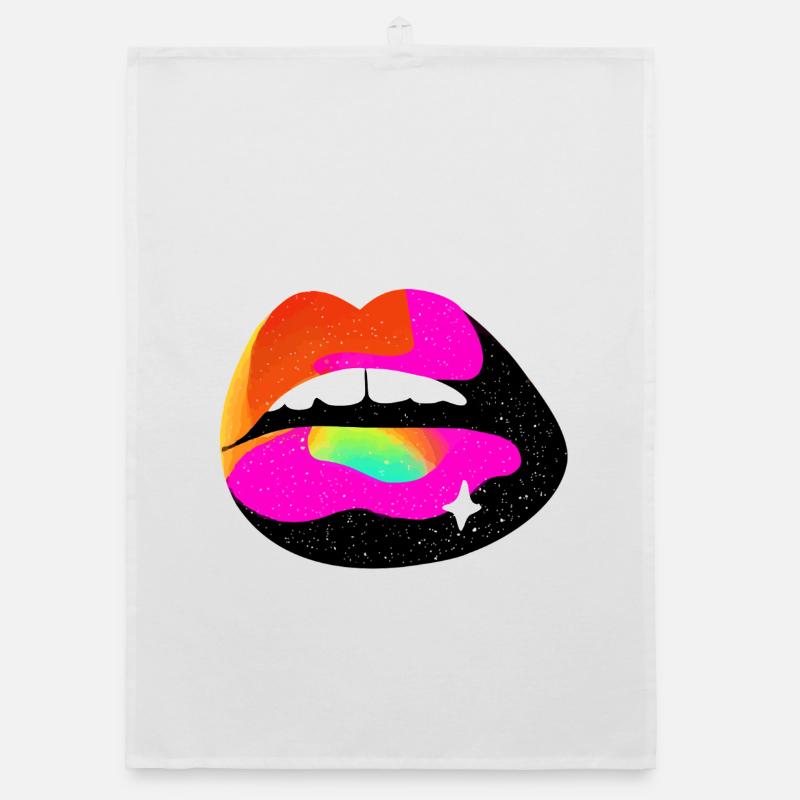 Regenbogen Lippe Pop Art Organic Geschirrtuch