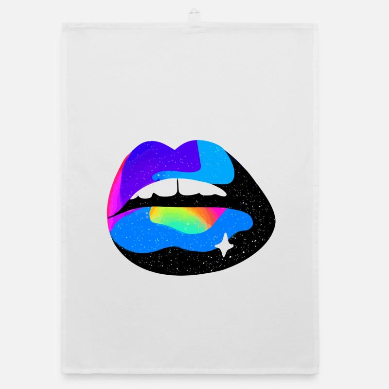 Kosmische Regenbogenlippen Organic Geschirrtuch