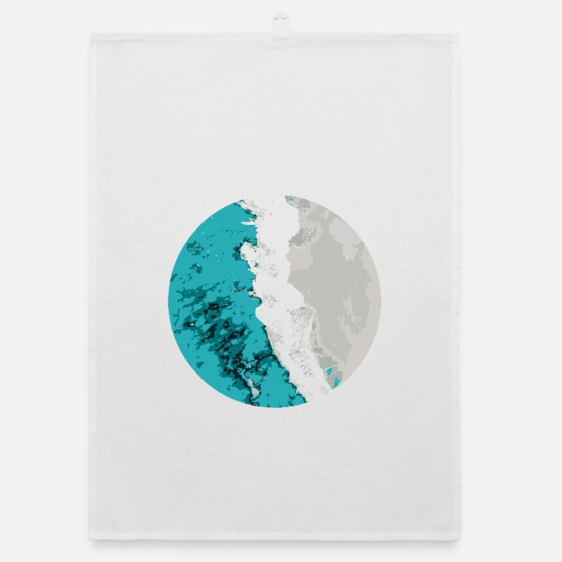 Split Earth Teal Moon Organic dish towel
