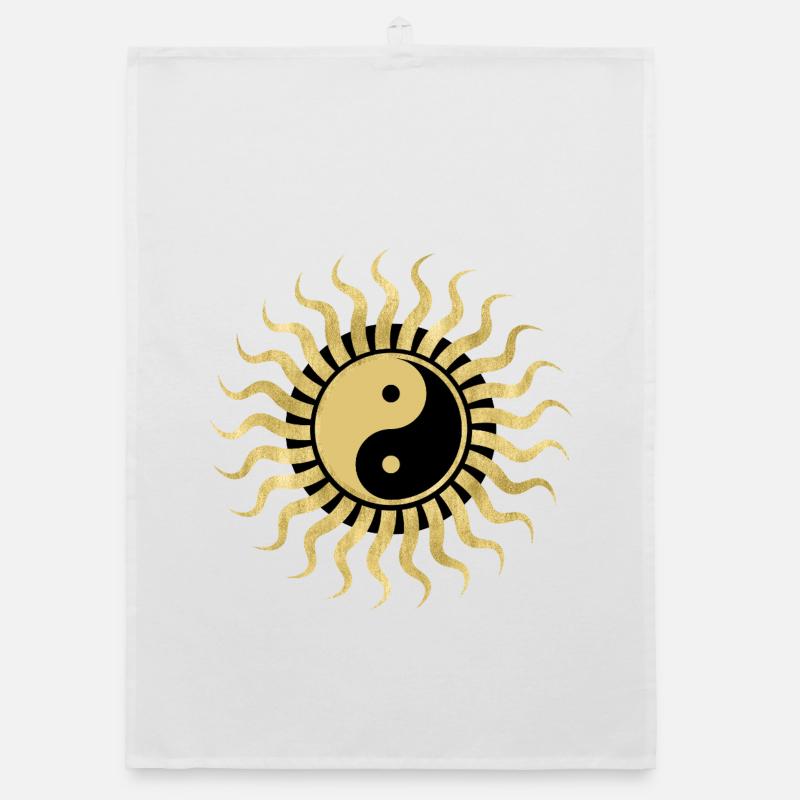 Sole Yin Yang Doré - Torchon bio - blanc