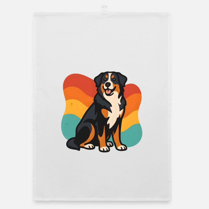 Berner Sennenhund mit Regenbogenhintergrund Organic Geschirrtuch