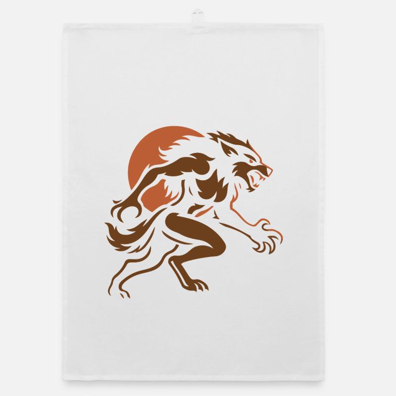 Lupo bruno nella tempesta Strofinaccio da cucina ecologico