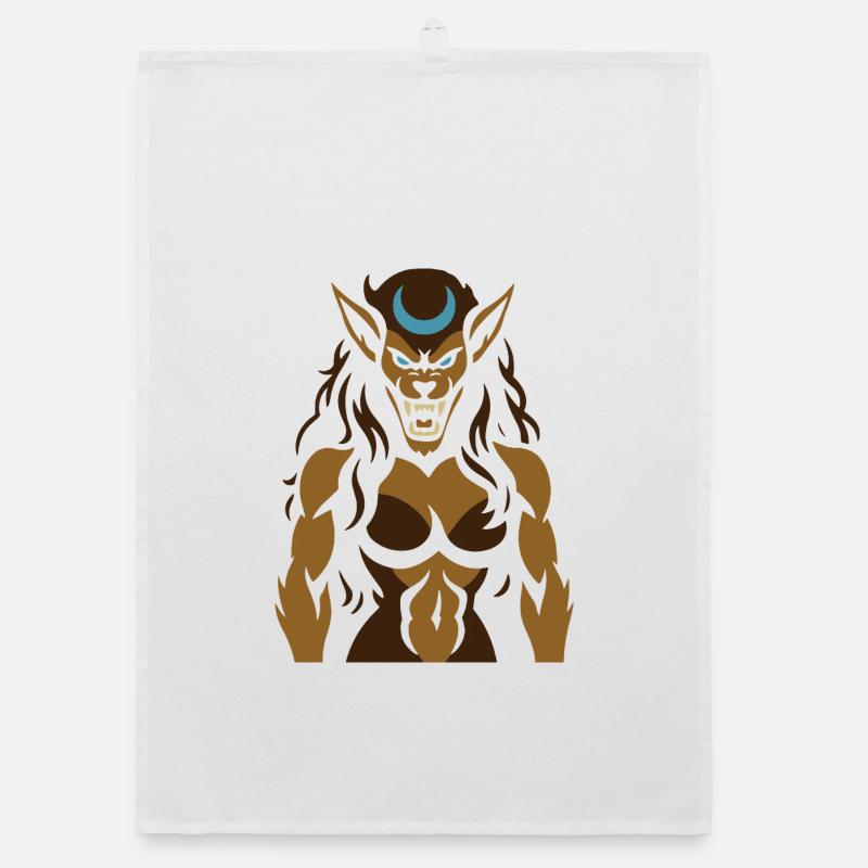 Moonlight Demon Warrior Organic dish towel