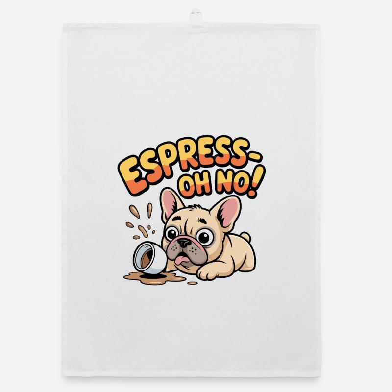 Espress Oh No Bouledogue Français - Torchon bio - blanc