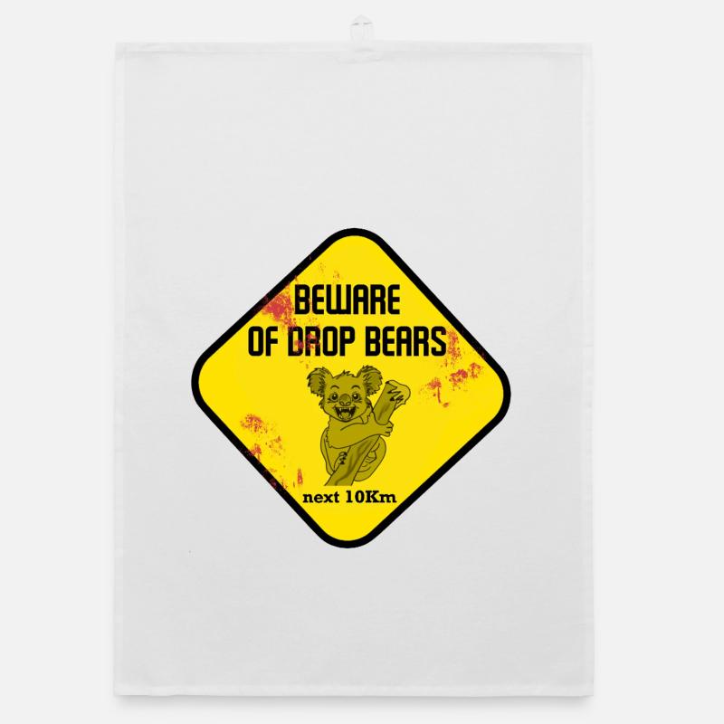 Warning Sign Drop Bears Organic dish towel