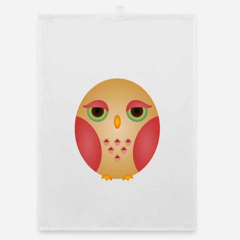 Gradient Owl Face in Cozy Tones Organic dish towel