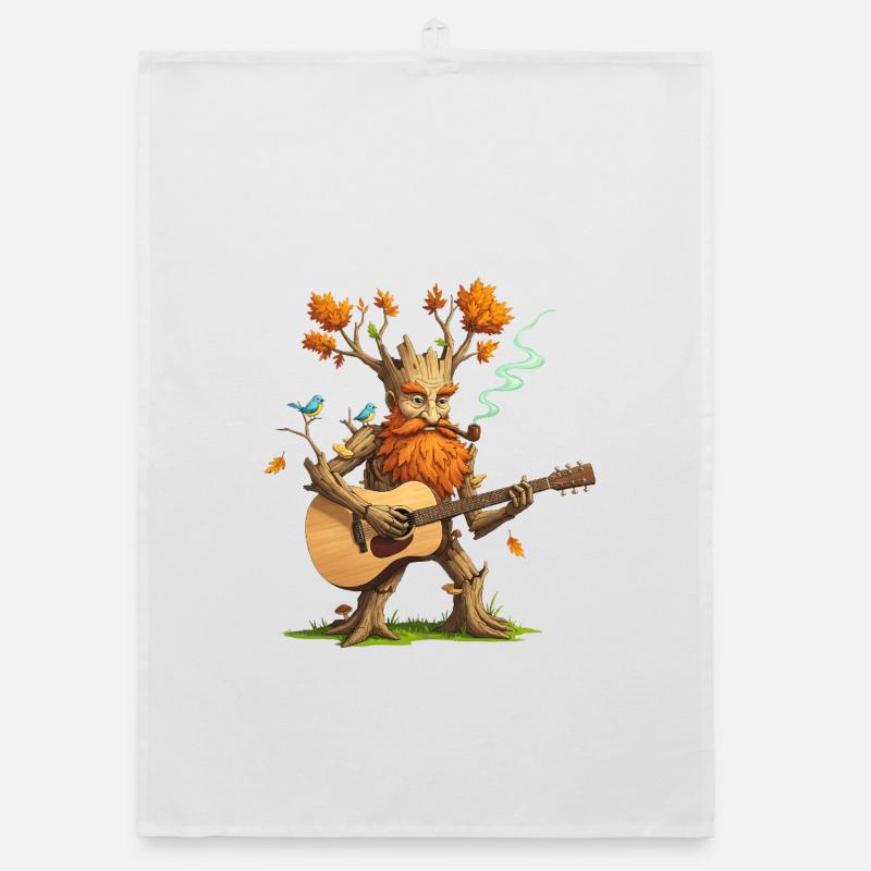 Fantasy Tree Guitar Player T-Shirt Torchon bio