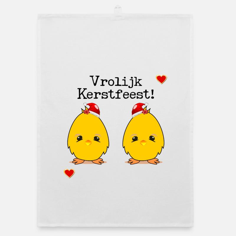 Frohe Weihnachtsküken Organic Geschirrtuch