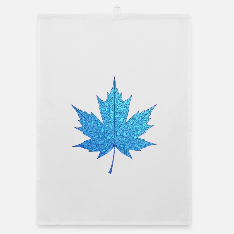 Geometric Blue Maple Leaf Print Organic dish towel