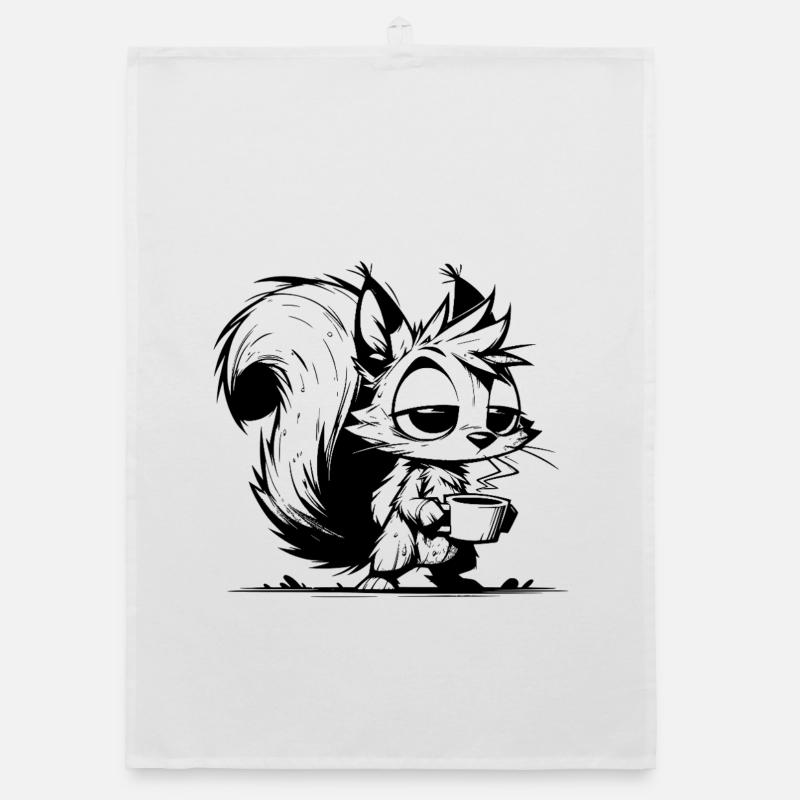 No squirrel at work without coffee Organic dish towel
