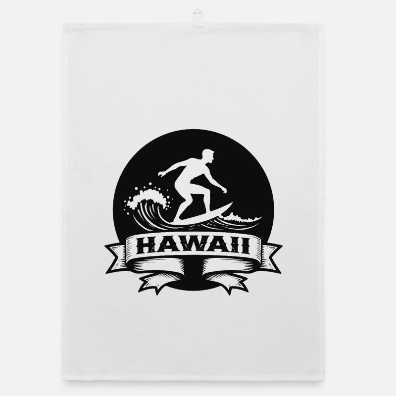 Surfeur Hawaii Vague Bannière Torchon bio
