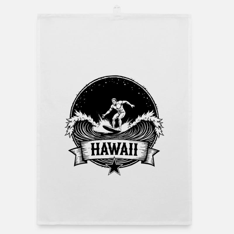 Hawaii Surfer Surfer on Pacific Wave Organic dish towel