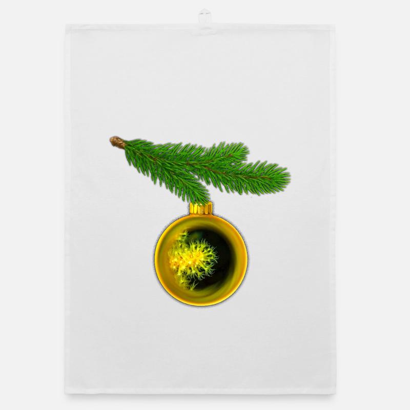 Weihnachtskugel mit Krustenanemonen am Tannenzweig Organic Geschirrtuch