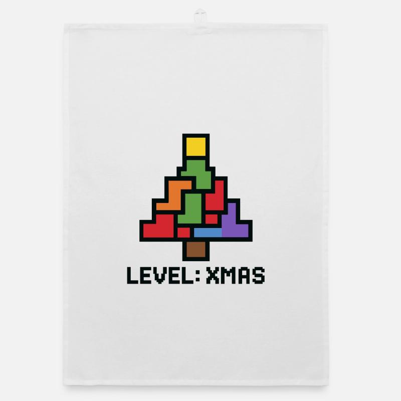 LevelXmas Pixelbaum Organic Geschirrtuch